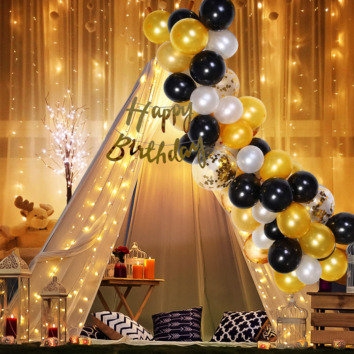 Party Propz Birthday Decoration Items - Canopy Tent For Decoration | Happy Birthday Decoration Kit | Metallic Balloons For Decoration Net, Light | Cabana Tent For Birthday Girl, Women, Husband, Boy