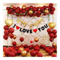 Party Propz Birthday Decoration Items-45 Pcs,Birthday Decortion Items For Husband,Wife|Happy Birthday Decorations For Girls,Boys|Red,Gold Metallic,Foil Balloons For Decoration Kit|Arch Tape,Banner