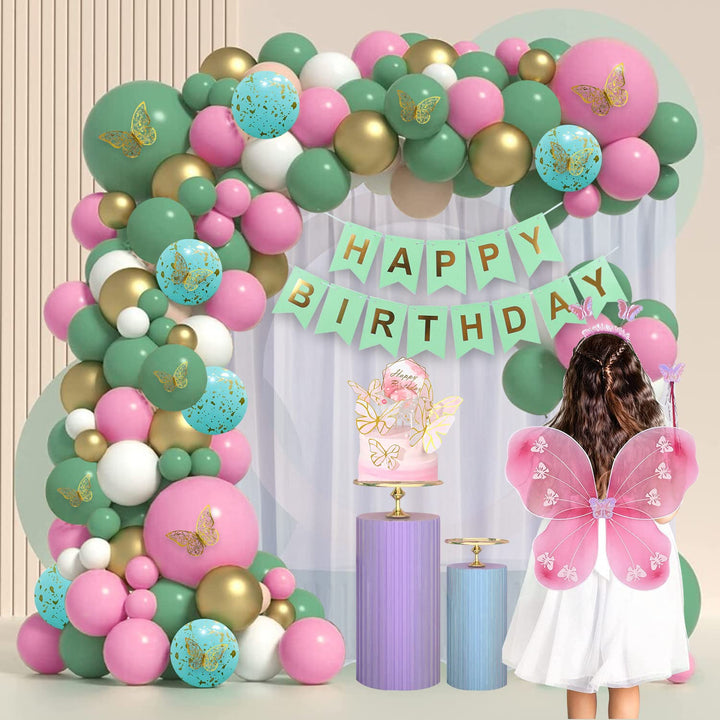 Party Propz Butterfly Birthday Decoration Items - Huge 72 Pcs | Butterfly Decoration Items | Butterfly Fairy Wings for Girls | Happy Birthday Balloons Set | Happy Birthday Banner (cardstock)
