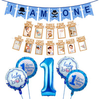 Party Propz 1st Birthday Decorations For Boys - Birthday Decorations For Baby Boy | First Birthday Decorations For Boy | Birthday Decoration Items 1 Year | Blue Boy Birthday Decorations