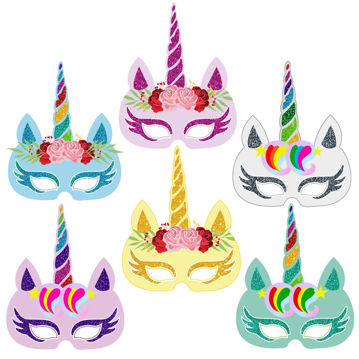 Party Propz Unicorn Birthday Mask -12 Pcs, Unicorn Mask For Kids Face | Birthday Caps For Kids | Unicorn Theme Birthday Masks For Kids Party | Unicorn Mask For Girls | Unicorn Return Gifts For Girls