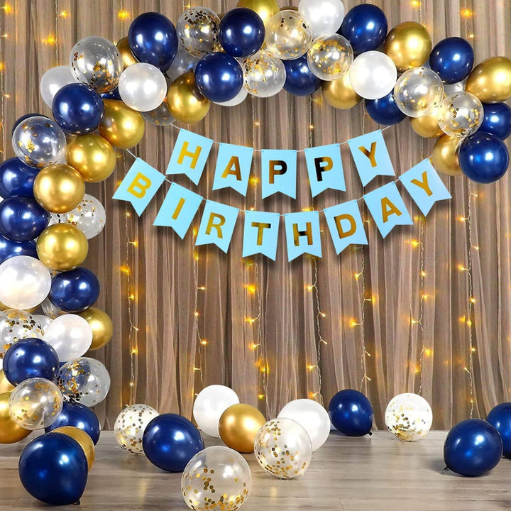 Party Propz Birthday Decorations for Boys - 41 Pcs Blue Birthday Decoration Items for Boys | Happy Birthday Decorations for Husband | Blue Balloons for Birthday Decorations