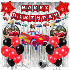 Party Propz Car Theme Decoration For Birthday-51 Pcs,Mcqueen Car Theme Birthday Decorations For Boys|Happy Birthday Decoration For Kids|Lightning Birthday Decoration Items|Foil,Metallic Balloons