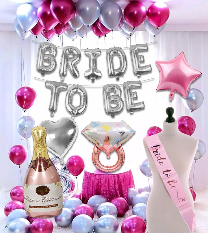Party Propz Bride To Be Decoration Set Combo - 36 Pcs, Bachelorette Party Decorations | Foil, Metallic Balloons For Decorations | Bride To Be Sash | Bridal Shower Decorations Kit | Bachelorette Set