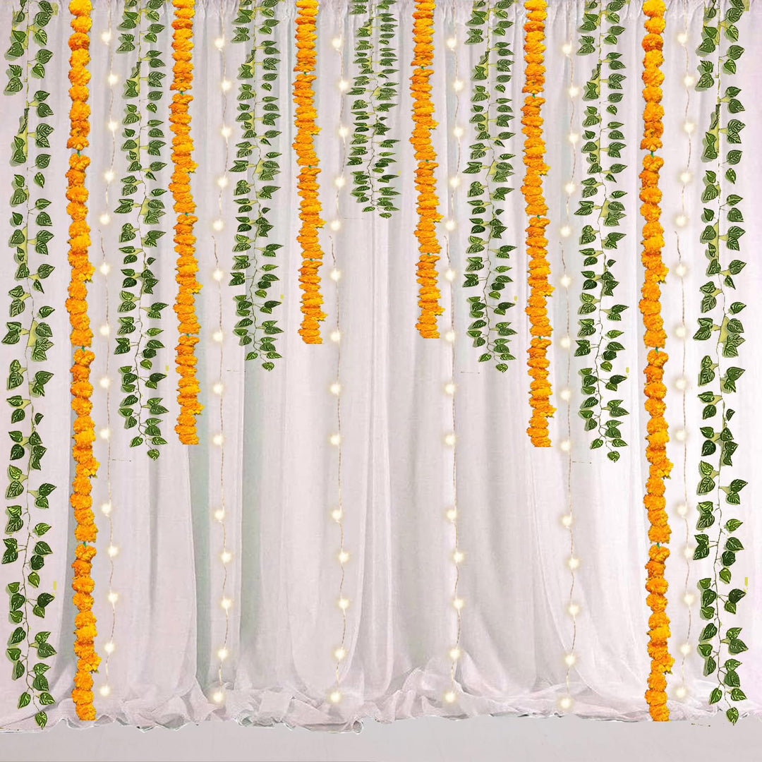 Party Propz Haldi and Mehndi Decoration Items For Marriage - 13 Pcs Backdrop Cloth For Decoration | Net White Curtains For Decoration | Haldi Ceremony Decoration | Backdrop For Pooja Decoration