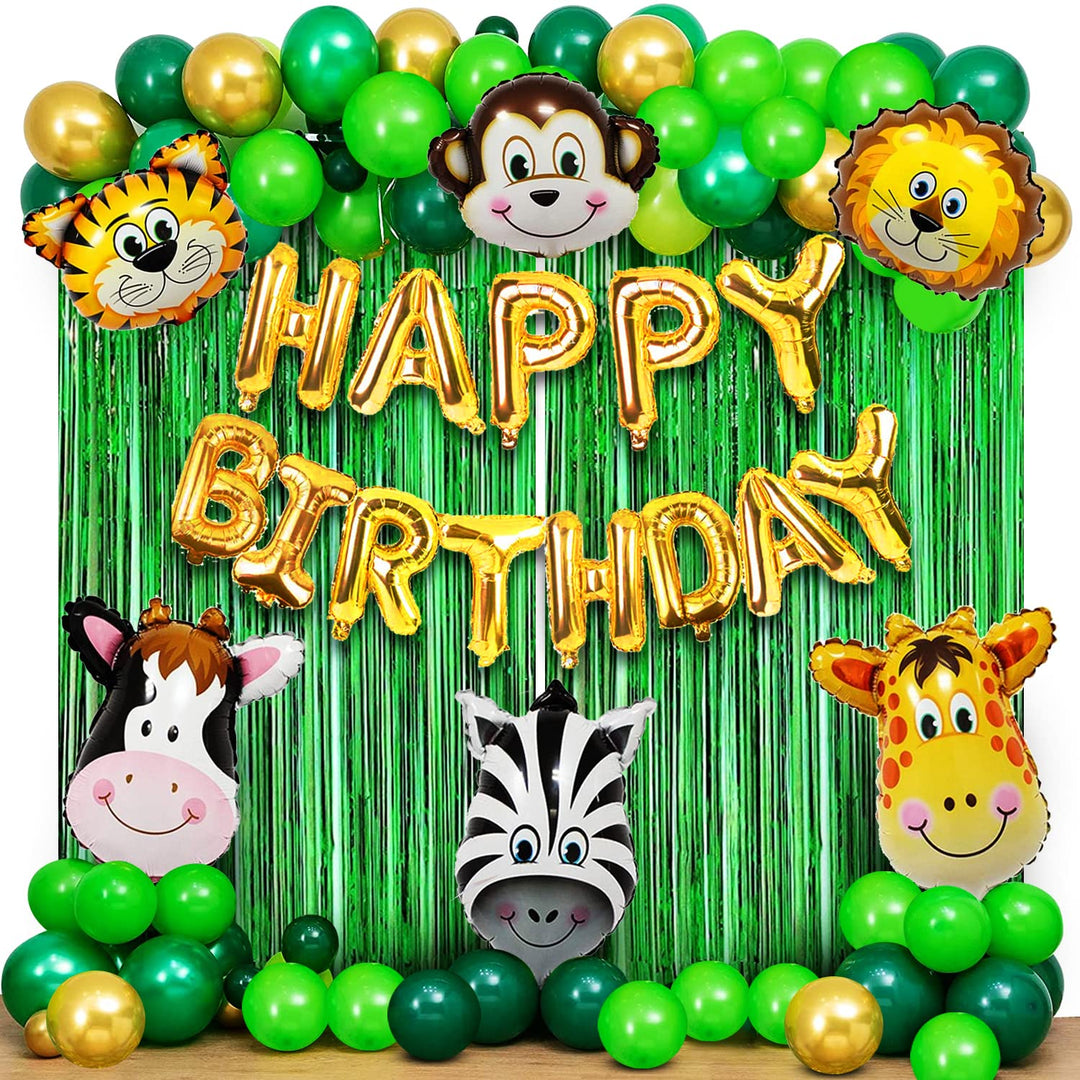 Party Propz Jungle Theme Birthday Decoration - 49 Pcs, Birthday Decoration Items For Boy, Girl | Animal Theme, Jungle Safari Theme Birthday Decoration For Kids | Forest Theme Birthday Decoration Kit