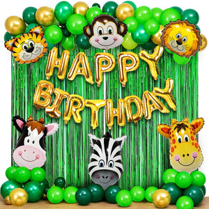 Party Propz Jungle Theme Birthday Decoration - 49 Pcs, Birthday Decoration Items For Boy, Girl | Animal Theme, Jungle Safari Theme Birthday Decoration For Kids | Forest Theme Birthday Decoration Kit