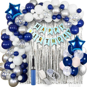 Blue Birthday Decoration Set - Pack of 62