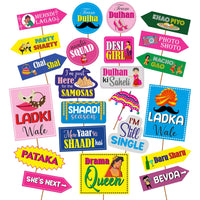 Party Propz Haldi Decoration Items for Marriage - Pack of 23 Pcs Party Props | Marriage Decoration Items for Wedding | Mehndi Decoration Items for Marriage | Haldi Props for Haldi Ceremony Decoration