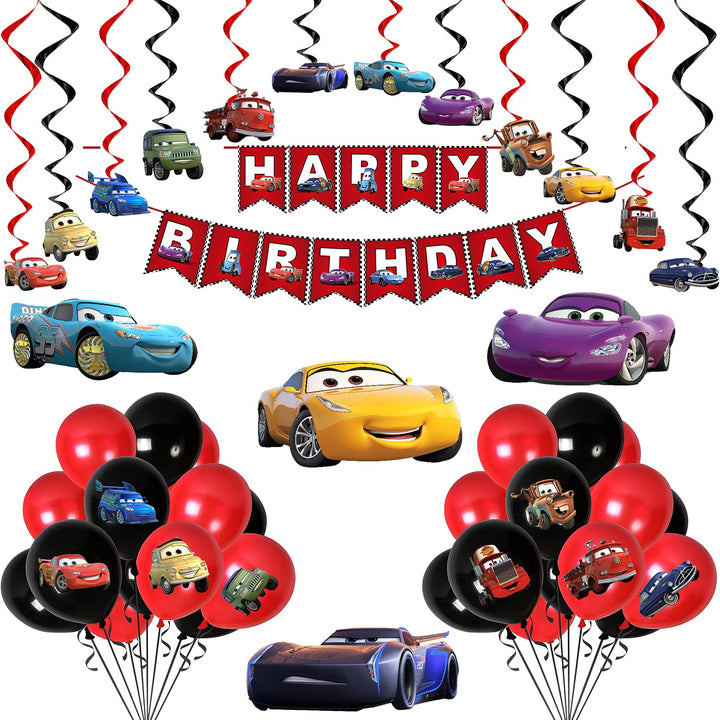 Party Propz Car Theme Decoration for Birthday Combo - 45Pcs Kit for Boys - Birthday Decoration for Boys Theme/Happy Birthday Decoration Kit for Boy