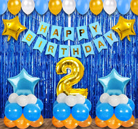 Party Propz Foil, Paper Cardstock, Rubber 2nd Birthday Decoration Items for Boys, Birthday Decorations Kit for Boys 2nd Birthday/ Baby Birthday Decoration Items 2 Year for Boys - 38pcs, Blue