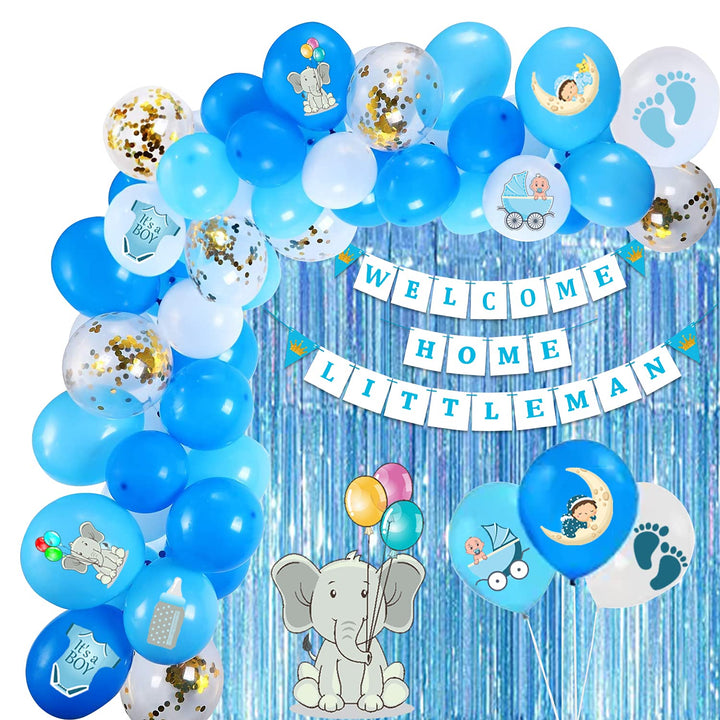 Party Propz Welcome Home Baby Decoration -54 Pcs Combo Baby Boy Welcome Home Decoration kit | baby welcome home decoration kit | Welcome Baby Boy decoration kit | New Born Baby Welcome Home Decoration