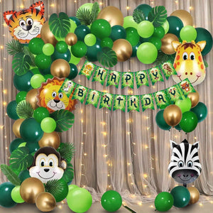 Party Propz Jungle Theme Birthday Decoration Items - Huge 56Pcs Birthday Decoration Items for Boy | Jungle Safari Theme Birthday Decoration | Animal Balloons for Birthday | Jungle Theme Decoration