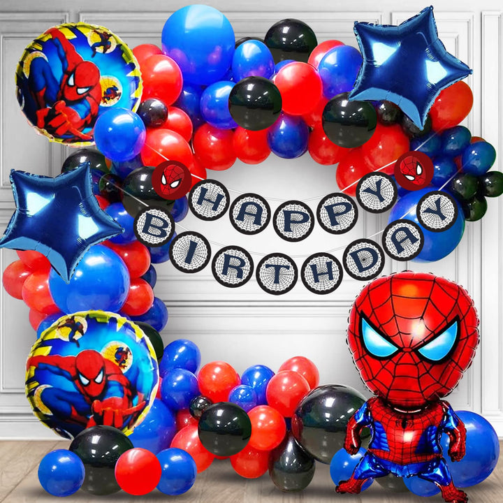 Party Propz Foil|Latex|Cardstock Colorful Birthday Decoration Items For Boy-Huge Pack Of 53|Birthday Decoration Kit For BoysKids Birthday Decoration Items|Red & Blue Balloons For Kids