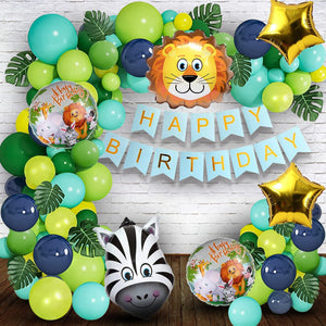Party Propz Jungle Theme Birthday Decoration - 64Pcs Animal Theme Birthday Decorations Boys Girls | Animal Foil Metallic Balloons for Birthday | Jungle Safari Theme Birthday Decoration Items