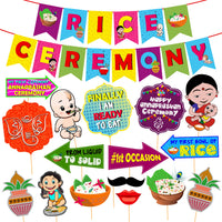 Party Propz Annaprashan Decoration Items - 17Pcs Rice Ceremony Decorations Items with Banner (Cardstock), Annaprashana Photo Booth Props | Annaprasana Decoration Items, Annaprasana Decoration Backdrop