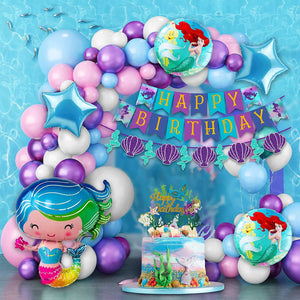 Party Propz Mermaid Theme Birthday Decorations - Cute 49 pcs Birthday Decoration Items For Girl | Mermaid Foil Balloon | Under The Sea Birthday Decorations | Mermaid Balloons for Birthday Decoration