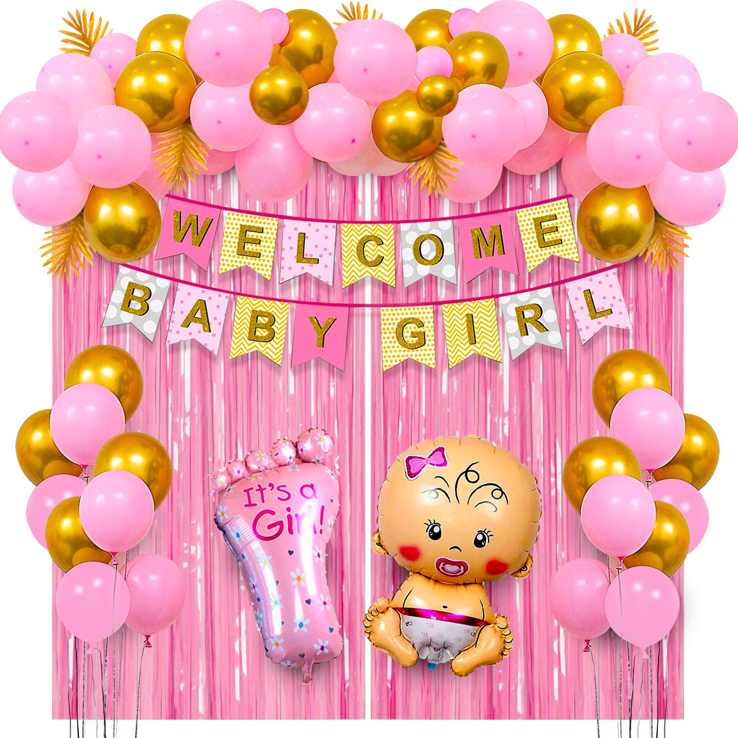Party Propz Welcome Baby Girl Decoration 45Pcs Baby Girl Welcome Home PartyPropz