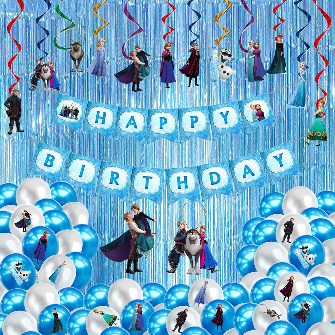 Party Propz Frozen Theme Birthday Decorations-77 Pcs Elsa Birthday Party Decorations|Frozen Birthday Decorations For Girls|Frozen Balloons For Birthday Decorations|Birthday Decoration Items For Girls