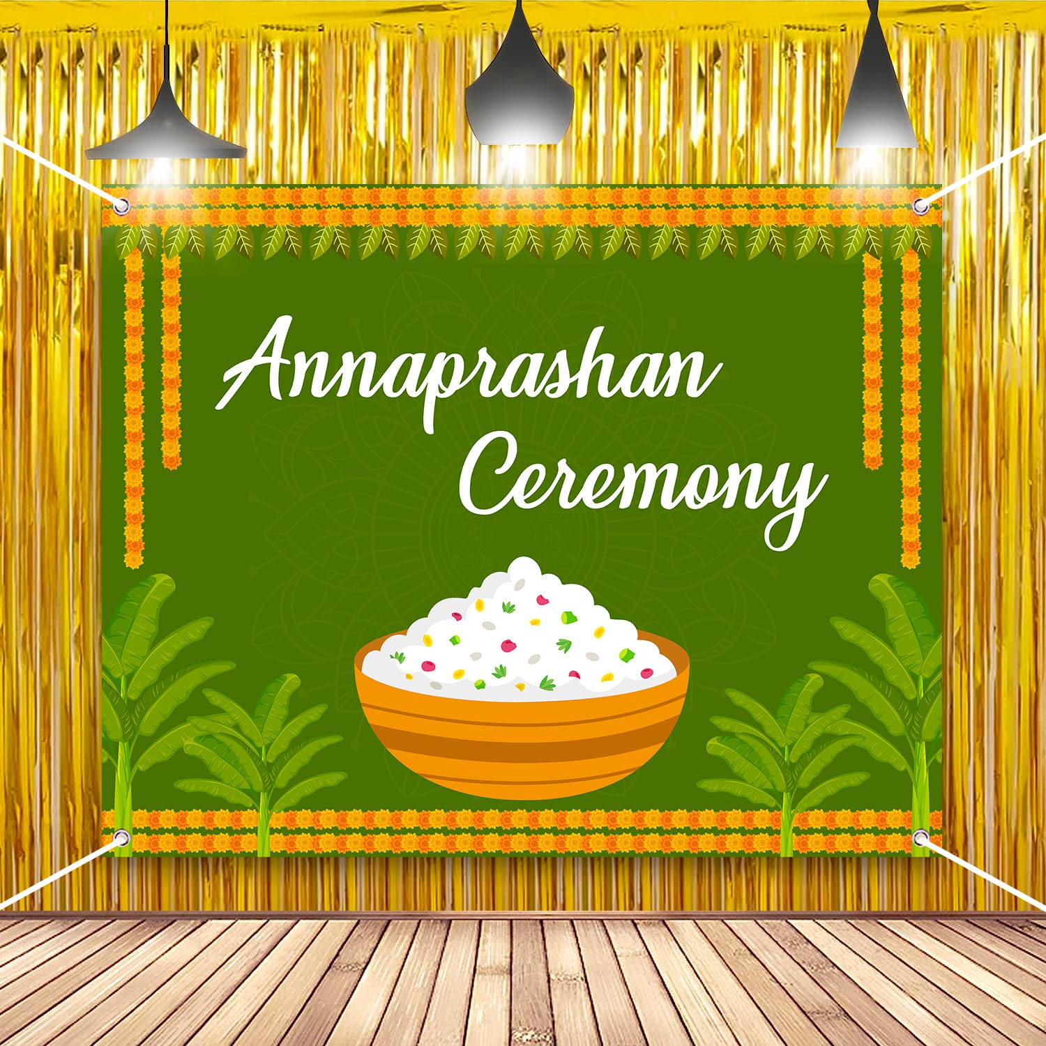 Yellow Rice Ritual Poster Annaprasan Ceremony Decoration – Set of 3 Pcs, Traditional Rice Ceremo ...