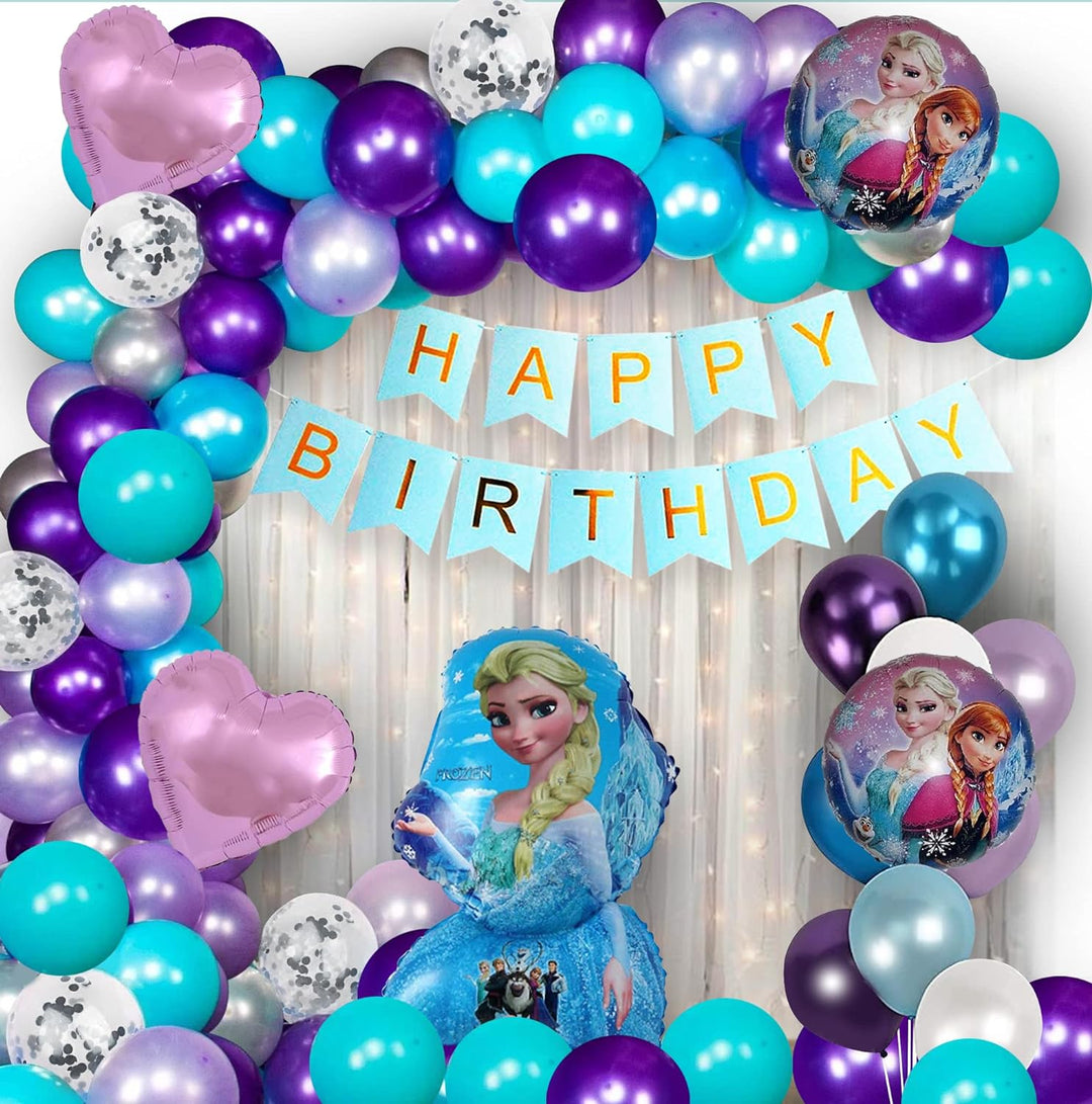 Party Propz Frozen Theme Birthday Decorations - Cute 62Pcs Birthday Decorations for Girls | Elsa Theme Birthday Decorations | Baby Girl Birthday Decoration Kit | Princess Birthday Decorations Items